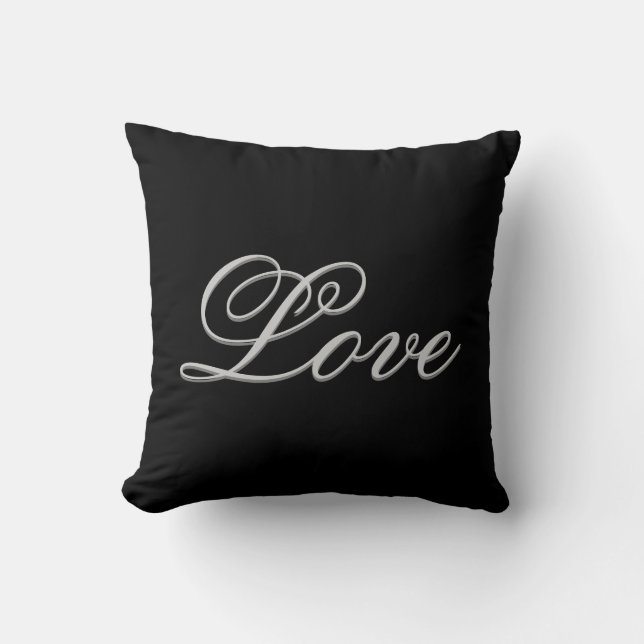 Sophisticated Grey Black Love Wedding Throw Pillow (Front)