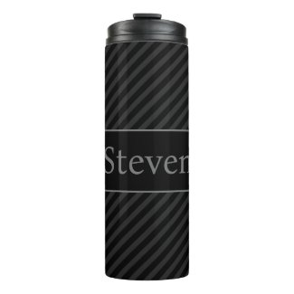 Sophisticated Grey & Black Pinstriped Personalized