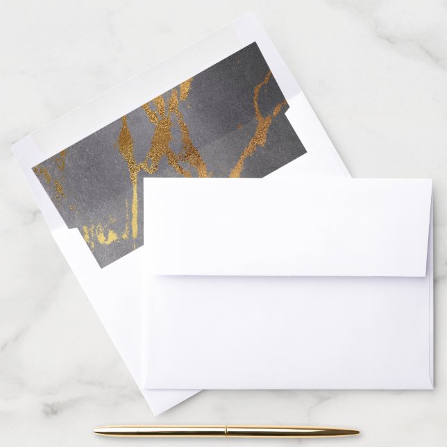 Sophisticated Grey & Gold Marbling Envelope Liner (Desk)