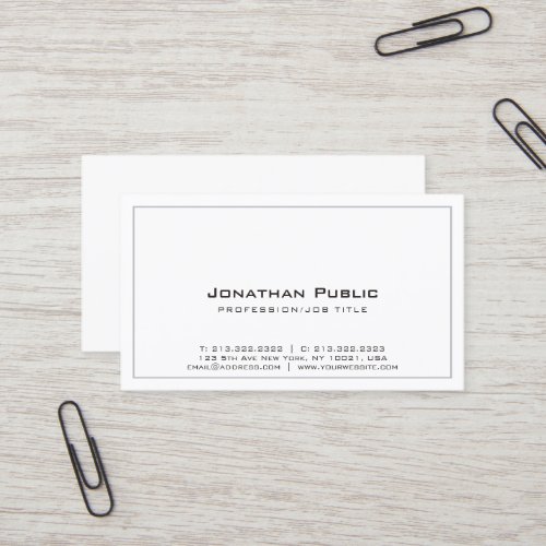 Sophisticated Grey White Design Modern Plain Business Card