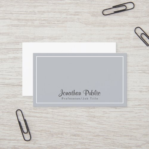 Sophisticated Grey White Modern Professional Clean Business Card