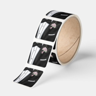 Sophisticated Groom's Suit & Peony Wedding Sticker
