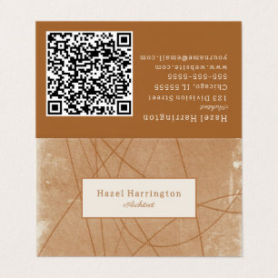 Sophisticated Grunge QR Code Business Card Folded