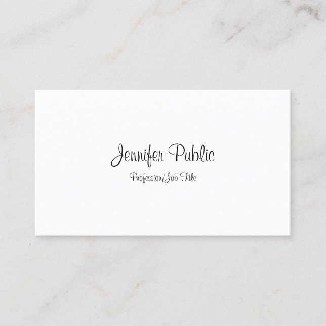 Sophisticated Handwritten Script Sleek Modern Business Card (Front)