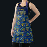 Sophisticated Hanukkah Menorah Apron<br><div class="desc">Thank you for being here with me. Change the initials or delete, and you have a lovely apron for a gift or for yourself. See my popular COLLECTIONS please including APRONS, Holy Days, and more. Please come to Zazzle via my link: https://www.zazzle.com/store/sharonrhea ... . or https://www.zazzle.com/store/ornaments_only ... Thank you, and...</div>