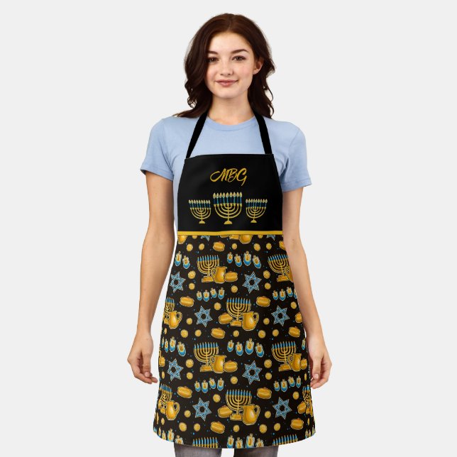 Sophisticated Hanukkah Menorah Apron (Worn)