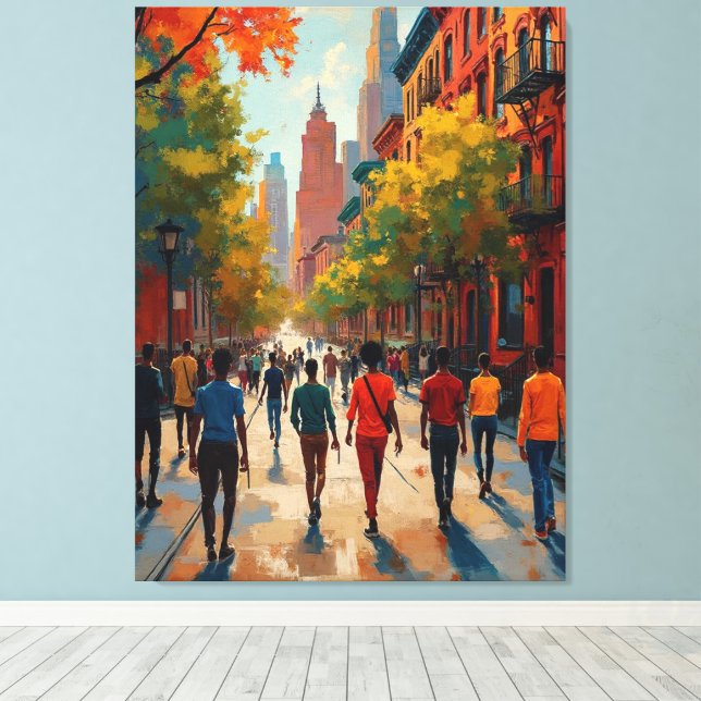 Sophisticated Harlem Renaissance Street Canvas Print (Insitu(Wood Floor))
