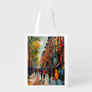 Sophisticated Harlem Renaissance Street Grocery Bag