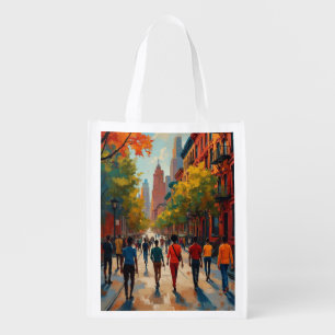 Sophisticated Harlem Renaissance Street Grocery Bag