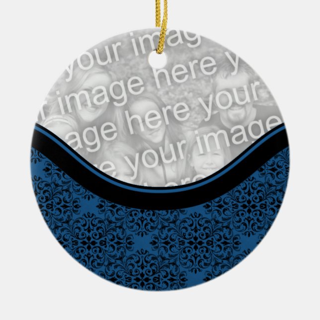 Sophisticated Holiday Damask Circle Ornament (Front)