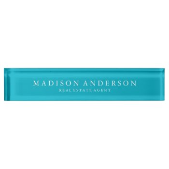 Sophisticated In Aqua | Desk Name Plate by FINEandDANDY at Zazzle