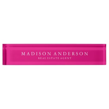 Sophisticated In Hot Pink | Desk Name Plate by FINEandDANDY at Zazzle