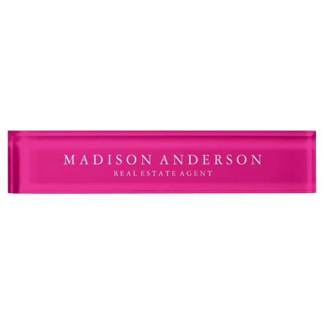 Sophisticated in Hot Pink | Desk Name Plate (Front)