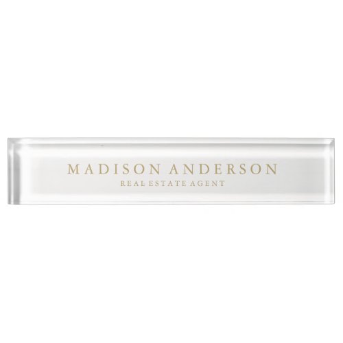 Sophisticated in White  Gold  Desk Name Plate