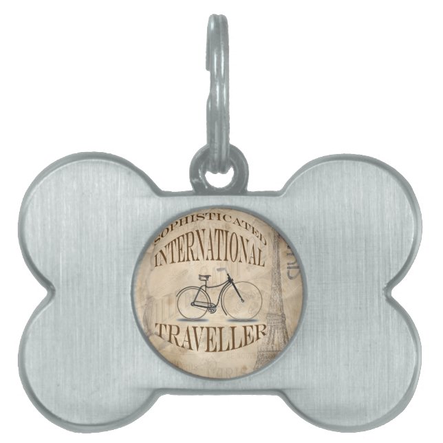Sophisticated International Traveller Pet Name Tag (Front)