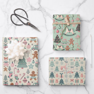 Sophisticated Kids' Pastel Christmas Gift Wrap Set