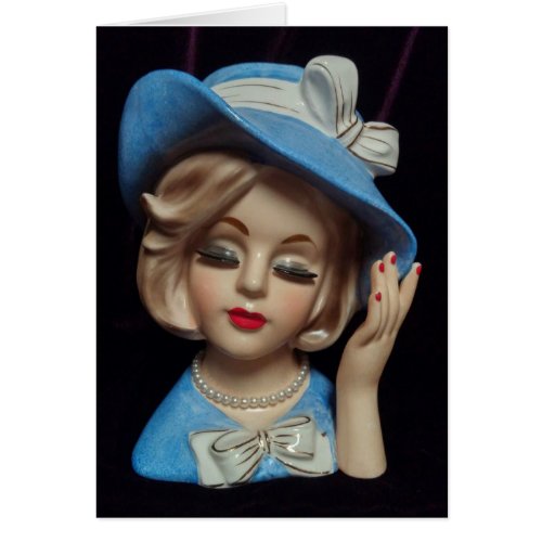 Sophisticated Lady Blue Hat Eyelashes Card