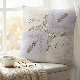 Sophisticated Lavender Cozy Book Lovers Accent Throw Pillow