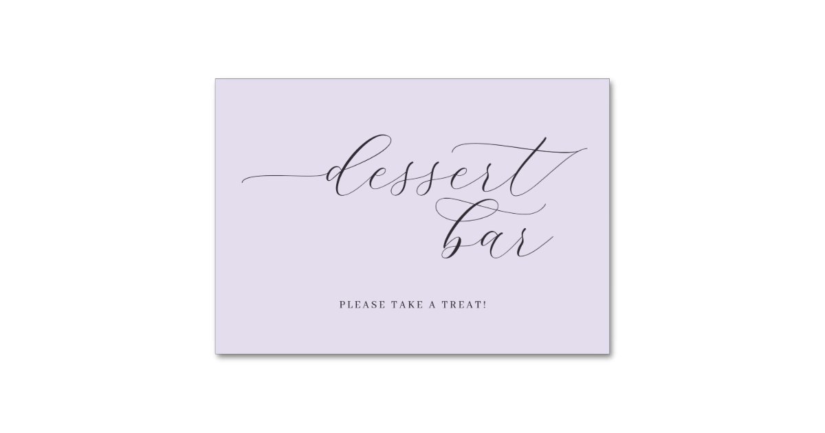 Sophisticated Lavender Cursive Dessert Bar Sign Table Number | Zazzle