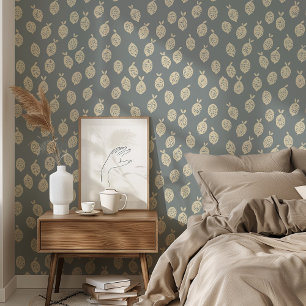 Sophisticated Lemons: Minimalist Grey and Cream Wallpaper