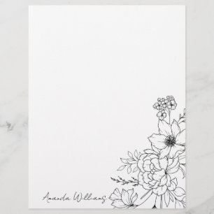 Sophisticated Letter Writing Floral Letterhead