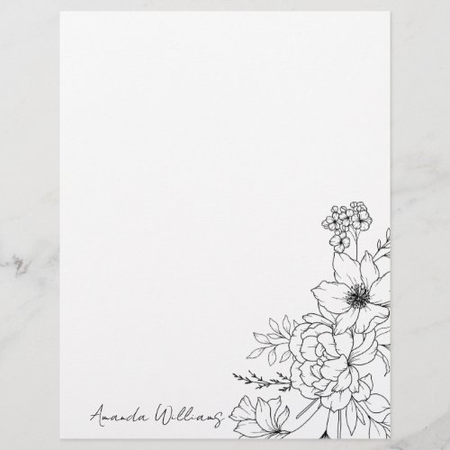 Sophisticated Letter Writing Floral Letterhead
