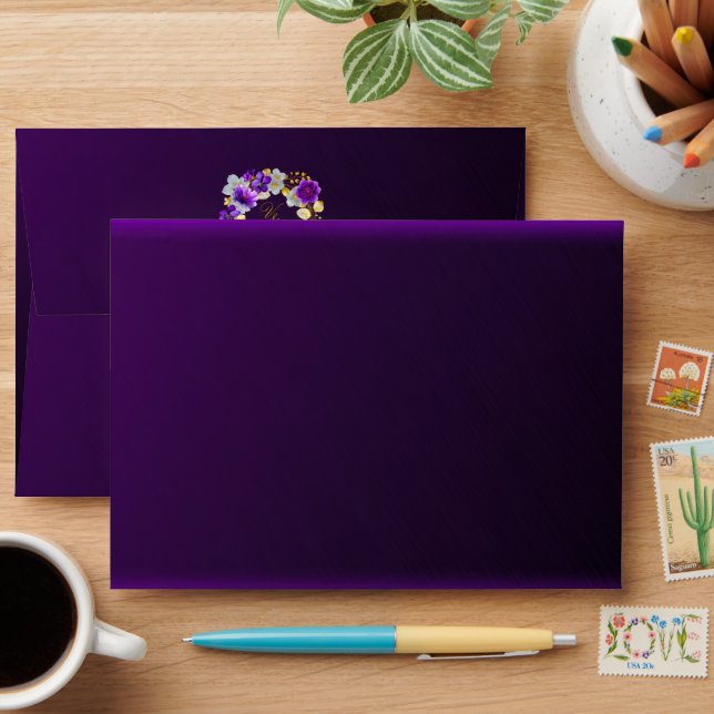 Sophisticated Luminous Violets Purple Wedding  Envelope (Desk)