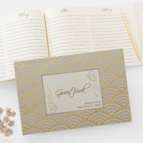 Sophisticated Luxurious Gold Flourish Wedding  Guest Book