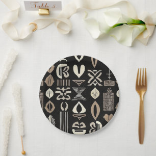 Sophisticated Luxury African Caribbean Mudcloth Paper Plates