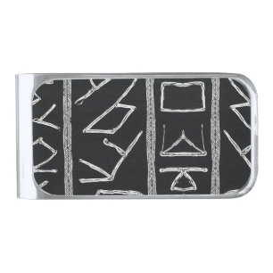 Sophisticated Luxury African Caribbean Mudcloth Silver Finish Money Clip