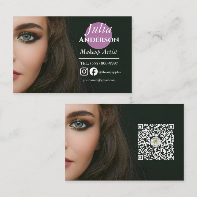 Sophisticated Makeup Artist MUA photo Business Card (Front/Back)
