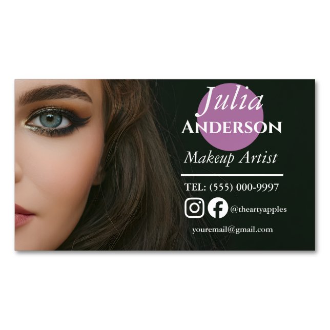 Sophisticated Makeup Artist MUA photo Business Card Magnet (Front)