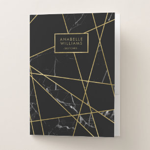 Sophisticated Marble and Gold Texture Pocket Folder