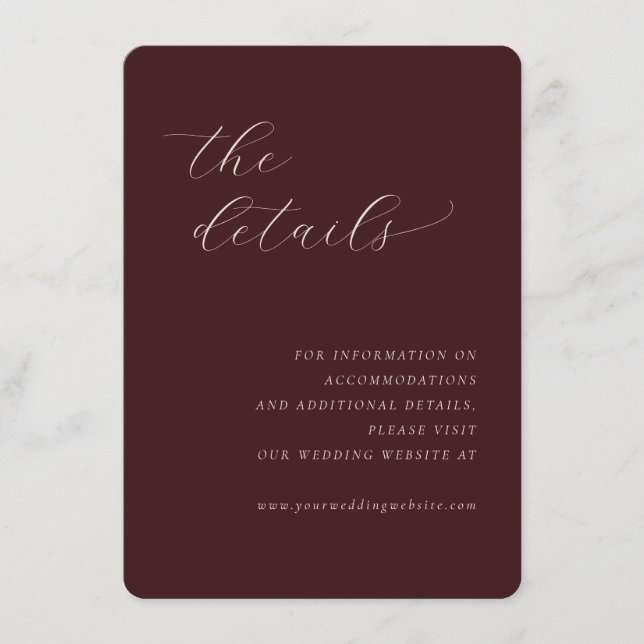 Sophisticated Maroon Calligraphy Enclosure Card (Front)