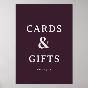 Sophisticated Maroon Serif Cards & Gifts Sign Holder