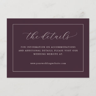 Sophisticated Maroon Wedding Details Enclosure Card