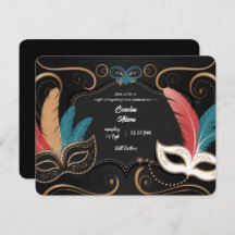 Sophisticated Masquerade Birthday Invitation Cards