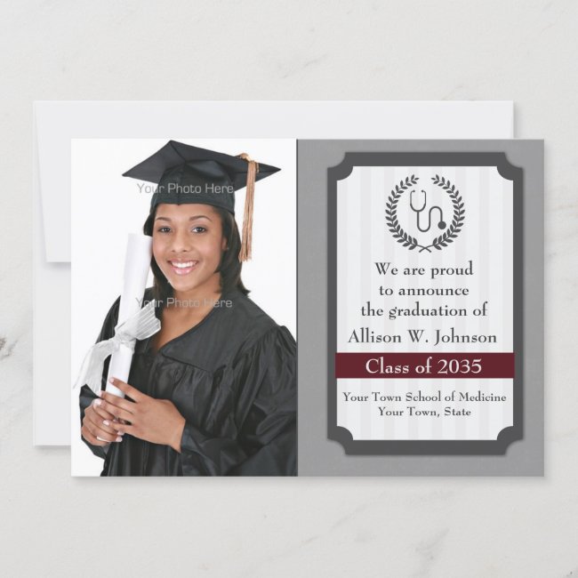 Sophisticated Medical Graduation Photo Card