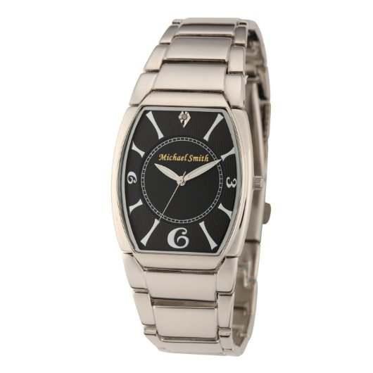 Sophisticated Men's Diamond Dial Silver Watch (Front)