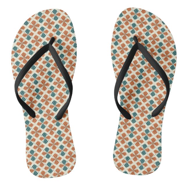 Sophisticated Mid-Century Modern Atomic Starburst Flip Flops (Footbed)
