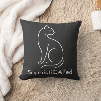 SophistiCATed | Minimalist Cat Line Art Design Throw Pillow