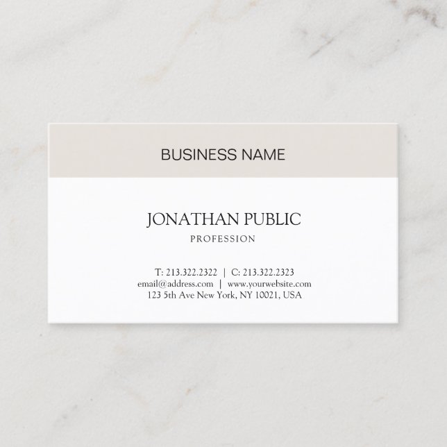 Sophisticated Minimalist Design Trendy Plain Business Card (Front)