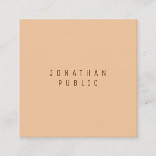 Sophisticated Minimalist Modern Peach Color Trendy Square Business Card
