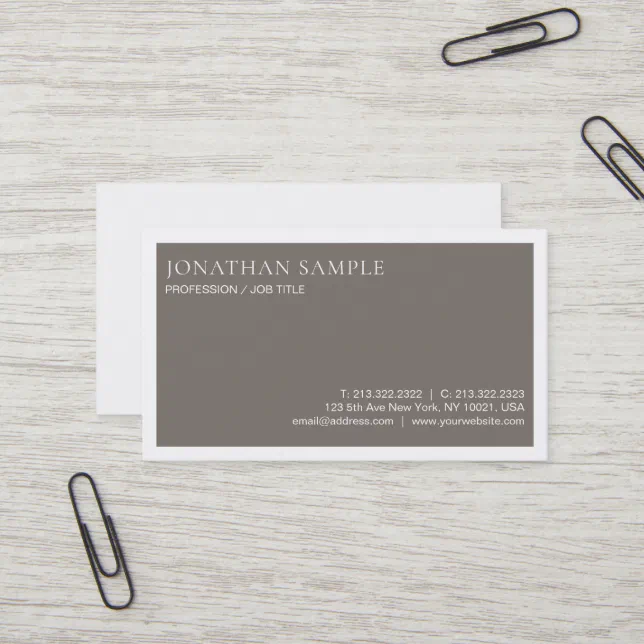 Sophisticated Minimalist Plain Trendy Brown Modern Business Card | Zazzle
