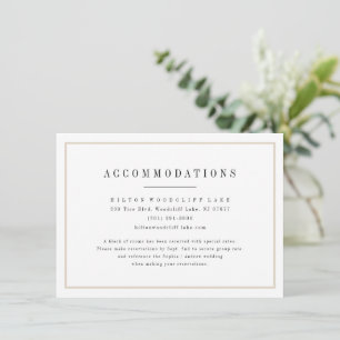 Sophisticated minimalist wedding accommodations enclosure card