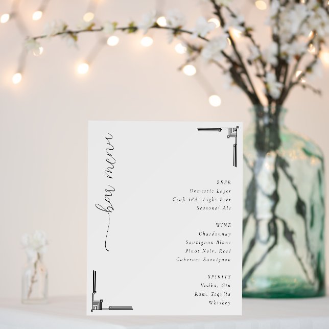 Sophisticated Minimalist Wedding Menu Foam Board (In Situ (Wedding))