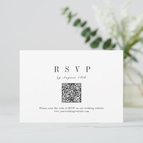 Sophisticated minimalist wedding QR code RSVP Card