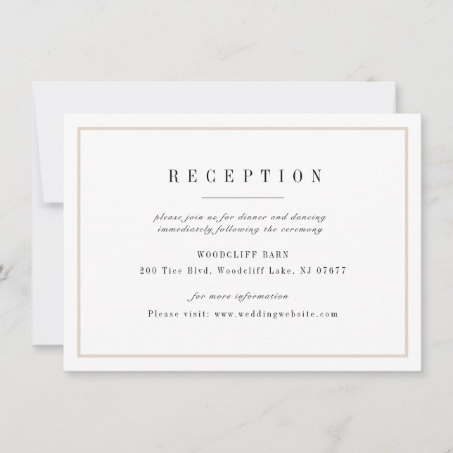 Sophisticated minimalist wedding reception invitation (Front)
