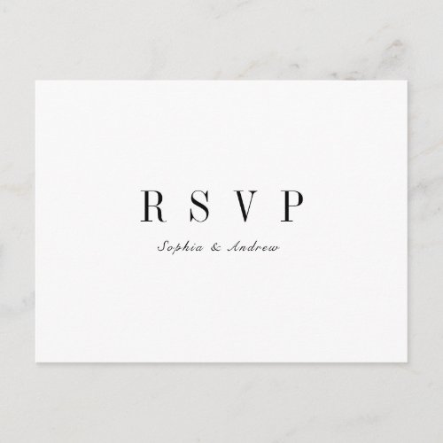 Sophisticated minimalist wedding RSVP Invitation Postcard