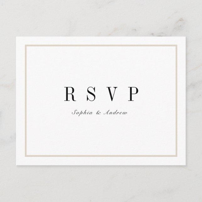 Sophisticated minimalist wedding RSVP Invitation Postcard (Front)